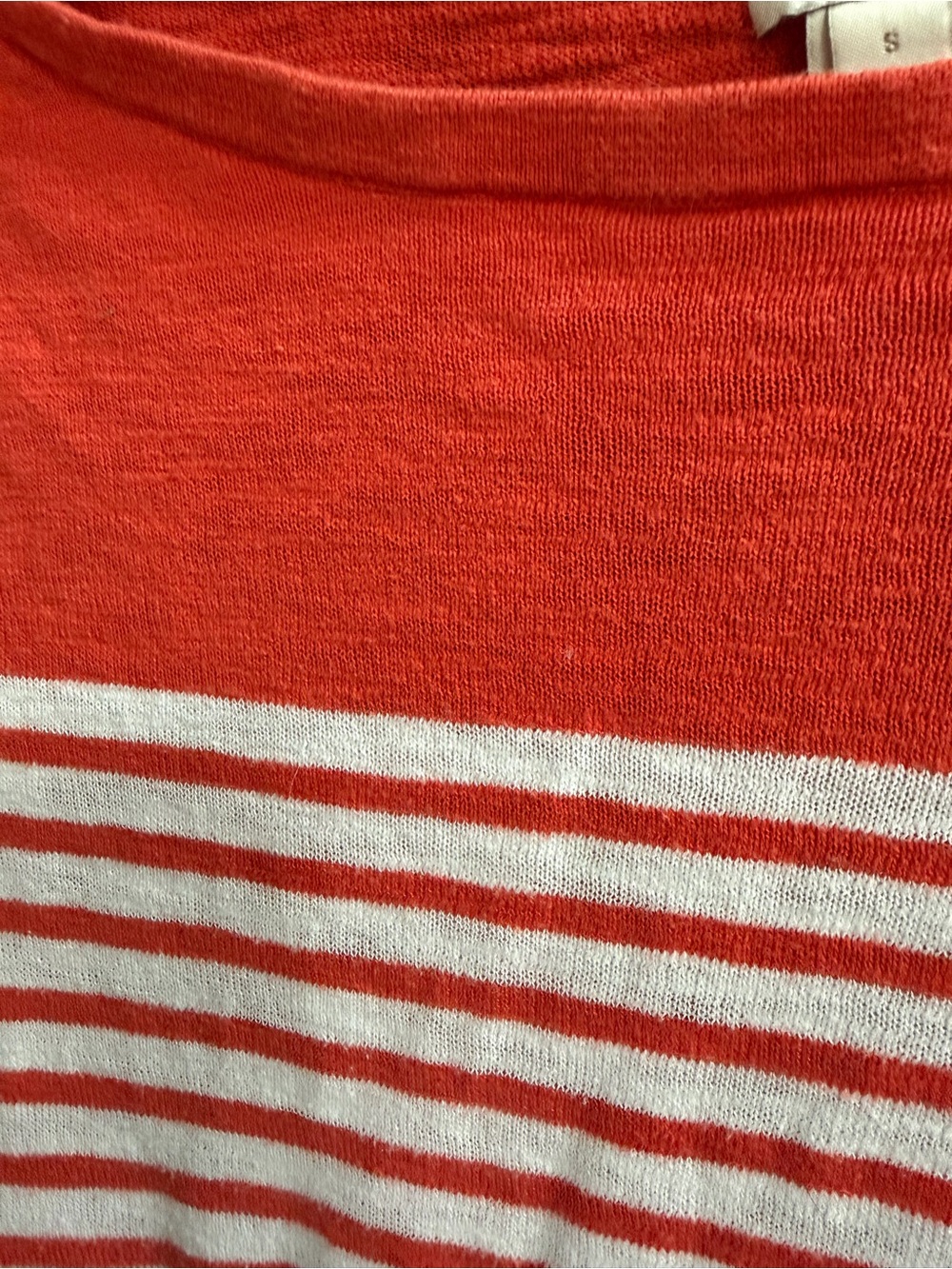J.Crew Orange Ivory Striped Cotton Boatneck Sweater Size S - Picture 4 of 9